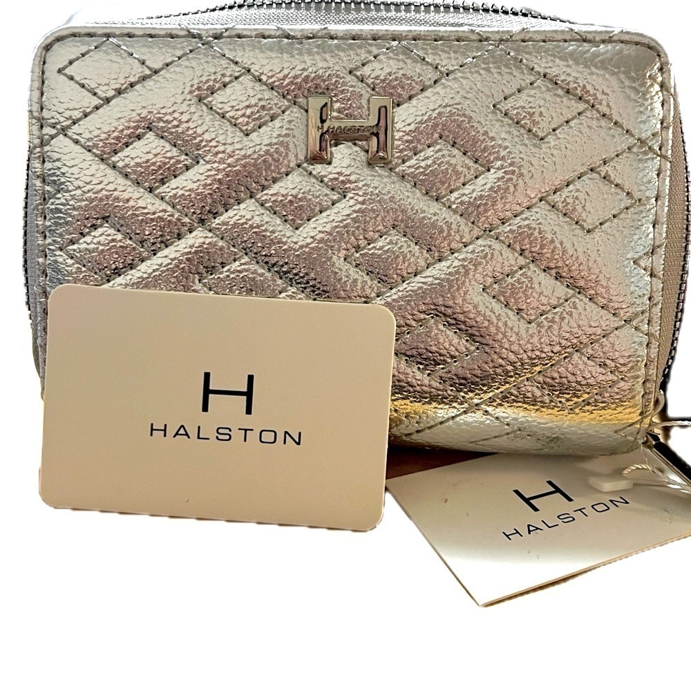 NWT Halston Heritage Silver Quilted Women's Wallet